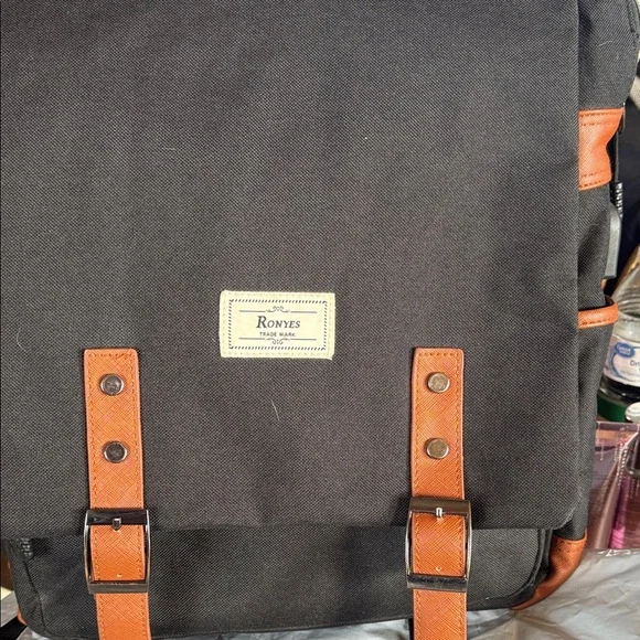 Black and Tan Men's Backpack - Picture 2 of 11